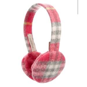 Authentic BURBERRY Pink Nova Check Cashmere Sherling Earmuffs EXCELLENT COND!